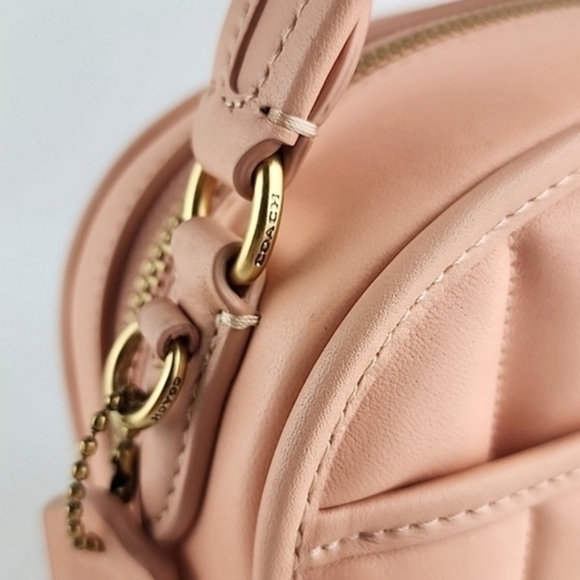 COACH Lunchbox Crossbody Leather Bag Top Handle Quilted Faded Blush - Picture 6 of 16